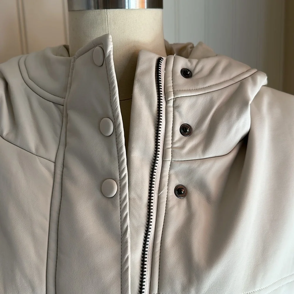 Faux Leather Hooded Vest - Picture 2 of 4